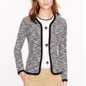 J. Crew Black and White Boucle Cardigan Sweater Jacket with Textured Knit XS